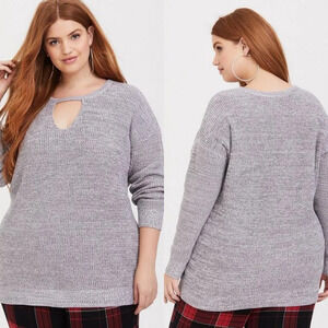 TORRID Marl Keyhole Tunic Top Sweater Grey Gray Size 2 2X